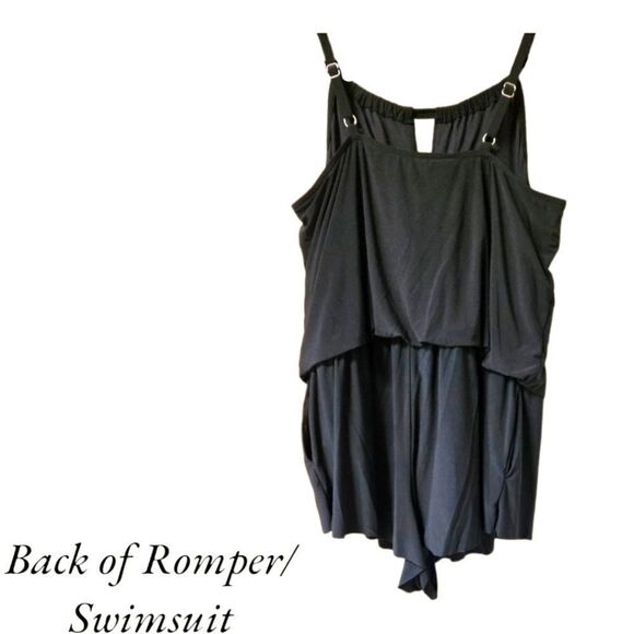 Aqua Green Women's Plus Size Black Swimsuit or Romper. Plus Size 22 - Picture 13 of 13